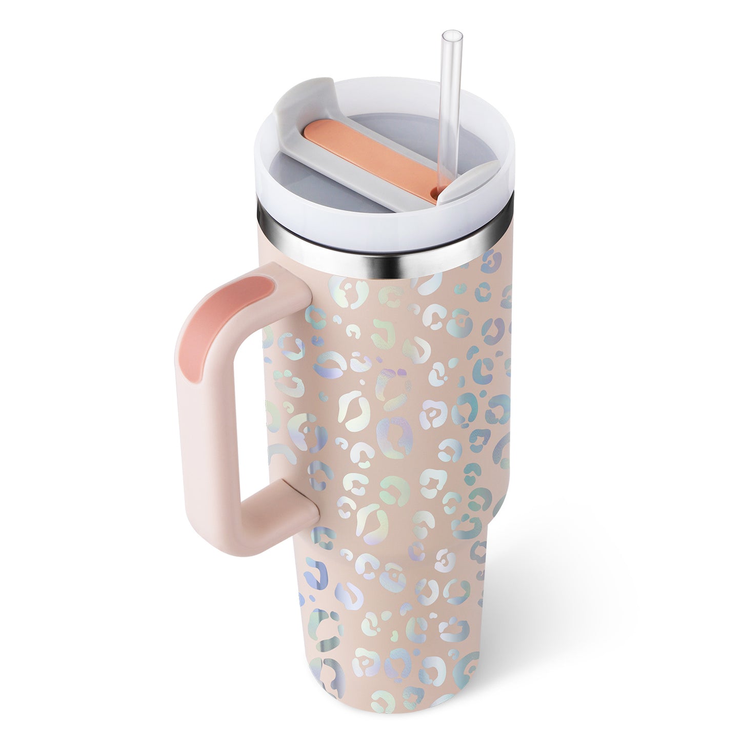 40 Oz Tumbler With Handle Straw Insulated, Stainless Steel